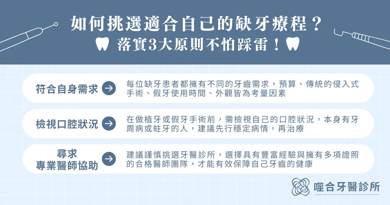 如何挑選適合自己的缺牙療程？落實 3 大原則不怕踩雷！